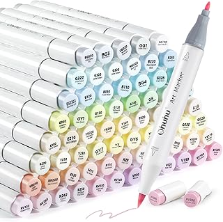 Ohuhu Pastel Alcohol Brush Markers - 48 New Pastel Colors - Blossoming - Alcohol Based Double Tipped Art Alcohol Markers for Artist Adults' Coloring Illustration - Brush & Fine Dual Tips - Honolulu B