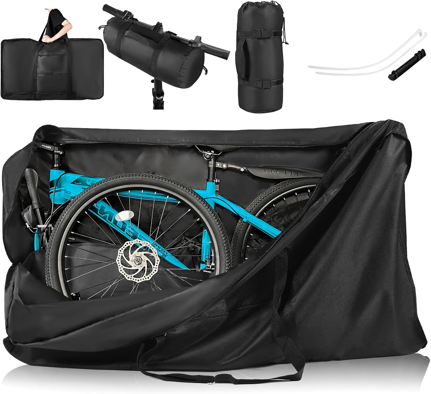 Bike Travel Bag,Heavy Duty 840D Transport Bicycle Storage Carry Bag with Strong Webbing,Portable Folding Cycling and Bicycle Bags Bike Suitcase Waterproof for Airplane Shipping