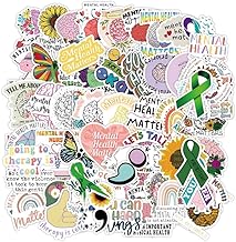 100pcs Mental Health Stickers Decals, Mental Health Awareness Stickers for Water Bottle Laptop, Mental Health Gifts for Adult Women Men Teen Kids, Therapist Gift Mental Health Items Bulk Vinyl Sticker