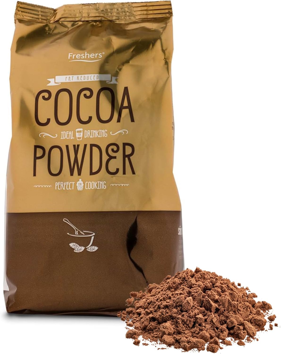 Freshers Reduced Fat Cocoa Powder 500g | Delicious Flavour, Lower Fat Cacao | Vegan for Hot Chocolate, Baking and Desserts | Unsweetened | GMO Free