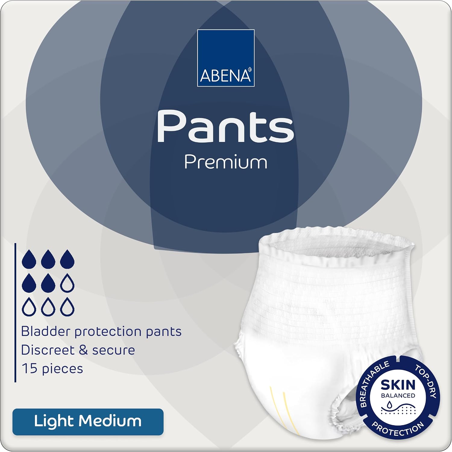 Abena Incontinence Pants Light, Eco-Labelled Incontinence Pants for Men & Women, Comfortable, Protective & Discreet, Fast Absorption, Sustainable Incontinence Pads - M0, 900ml, 32-43" Waist, 15PK