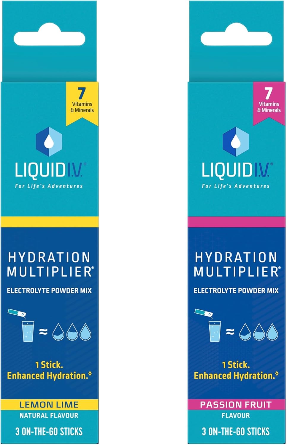 Liquid I.V. Hydration Sachets | Lemon Lime + Passion Fruit | Electrolyte Powder Mix | 2 Pack (6 Sticks) | 7 Vitamins and Minerals | Vegan