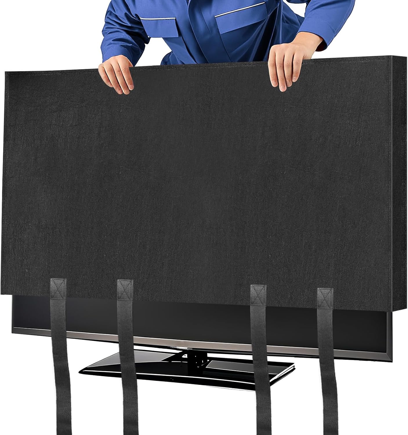 Wibeelee TV Cover Moving Dust Anti-Scratch TV Screen Cover Fits 50"-55" TV with Bottom Strap for Protection TV Moving Home Renovation Pet Scratch or Other Furniture(55")