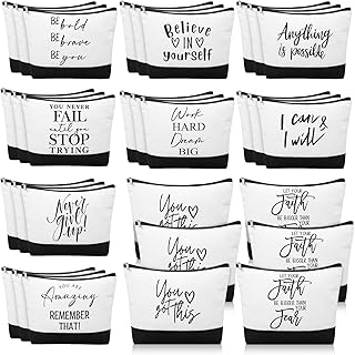 Sanwuta 30pcs Halloween Employee Inspirational Gifts for Women Make up Bags Bulk Christmas Gifts Cosmetic Bags Appreciation Black White Cosmetic Pouch with Zipper Thanksgiving Team Gift (Classic)