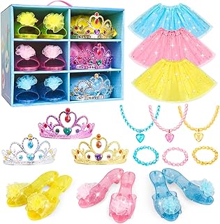 Meland Princess Dress Up for Girls - Dress Up Clothes for Girls with Princess Shoes, Princess Toys for Girls 3,4,5,6 Year Old