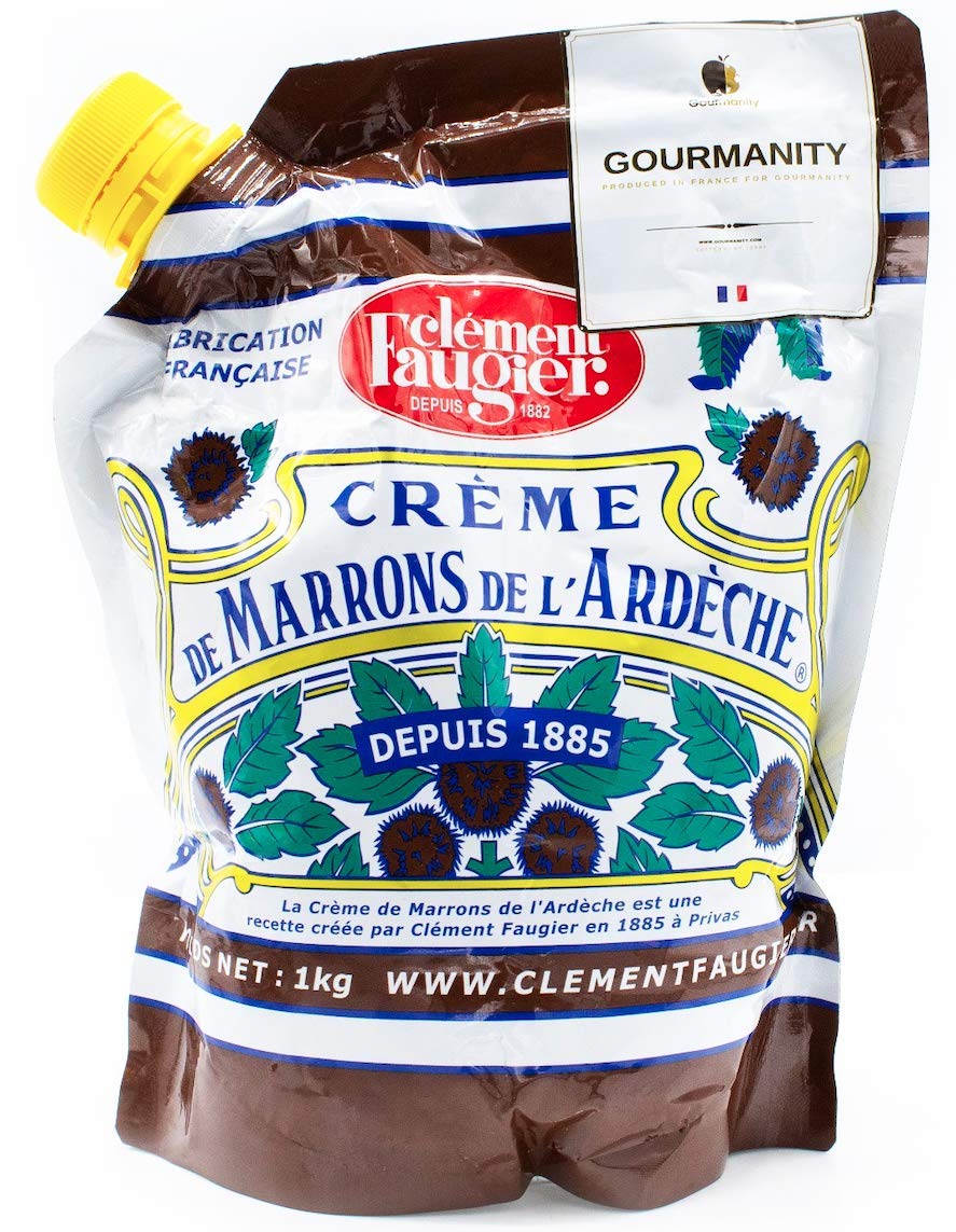 Clement Faugier Chestnut Spread From France 35.2 oz Chestnut Jam Pouch | Creme De Marron Chestnut Puree | Chestnut Paste French | Gourmet Chestnut Cream, Kosher | Produced For Gourmanity