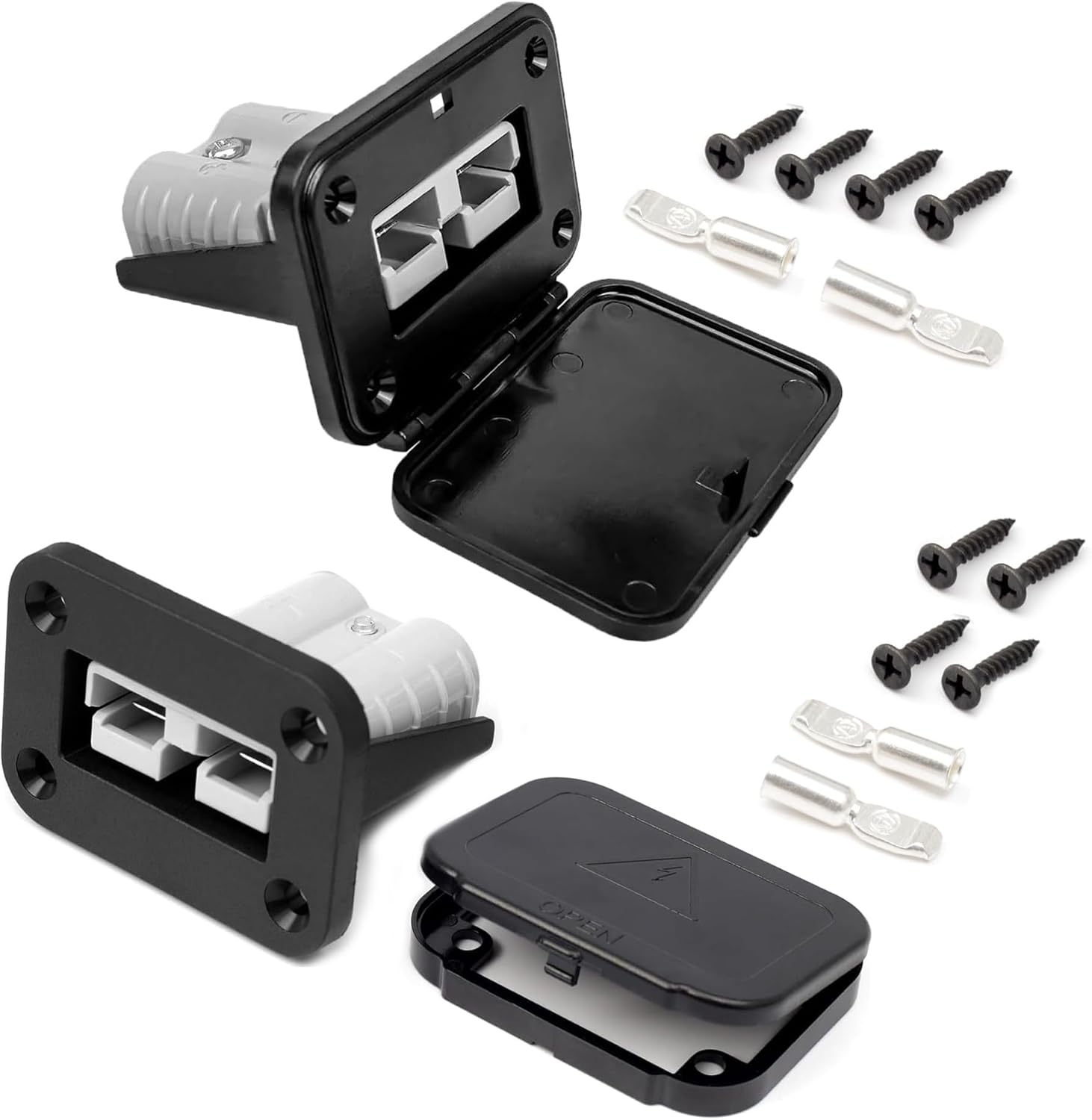 Anderson Connector-50A Plug Mounting Panel-SB50 Connectors with Cover-50Amp Battery Quick Connect-Anderson Plug: Connector Mounting Panel Flush Mount Recessed Plate 2Pcs Socket Panel 12-72V DC