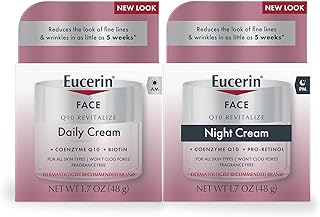 Eucerin Q10 Skin Care Set, Anti Wrinkle Daily Face Cream with Biotin (1.7 Oz) + Anti Wrinkle Night Cream with Pro-Retinol (1.7 Oz), For All Skin Types, Fragrance Free