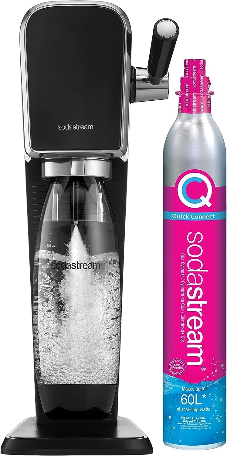 SodaStream Art Sparkling Water Maker (Black) with CO2 and DWS Bottle