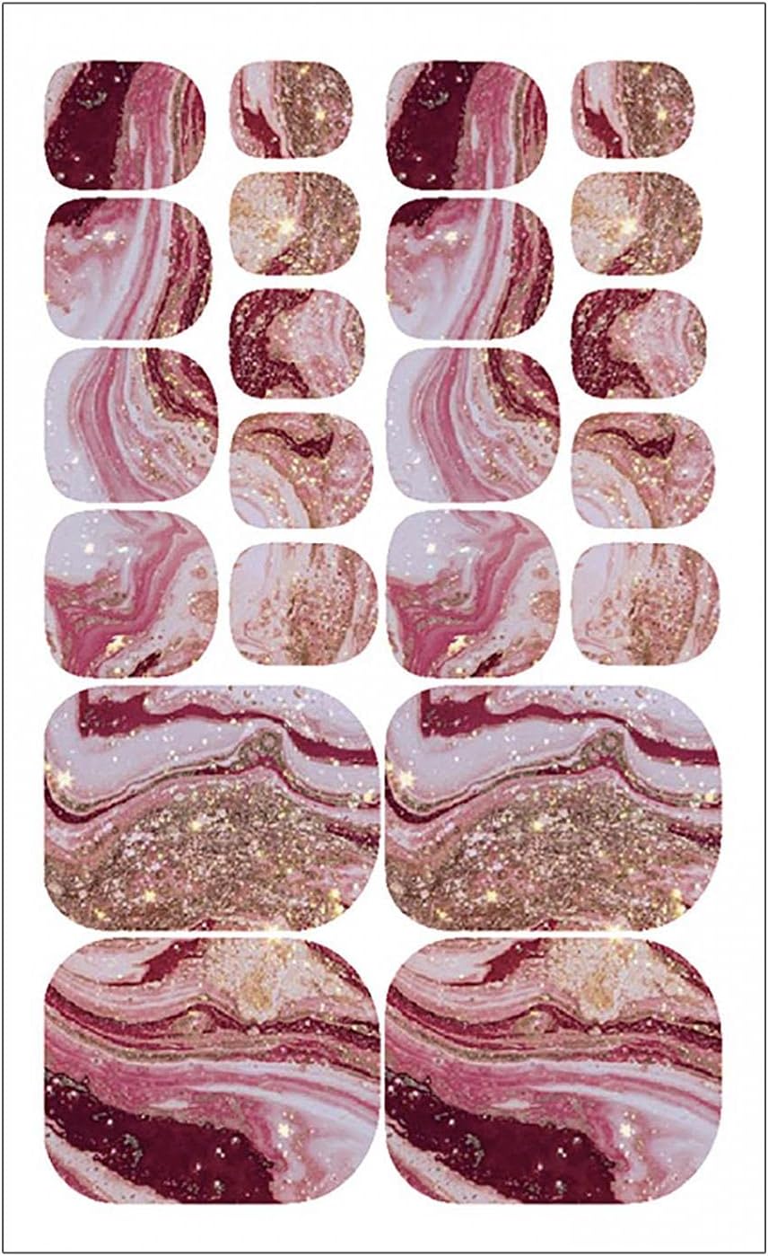 Sbyhbhyds 22 Sheets Marble Toe Nails Stickers, Gradient Toenail Full Wraps Sticker,Self Adhesive DIY Foot Nail Decoration,Waterproof Glitter Manicure Decals for Women Girl Party Dates Proms Decor