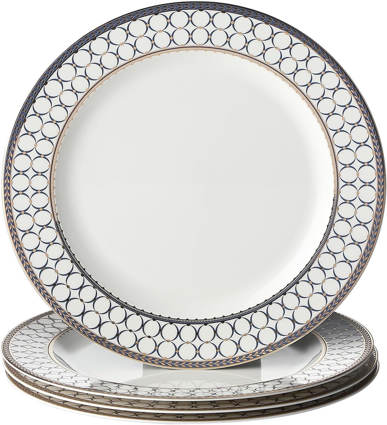 CwlwGO-Bone China Dinner Plates Set of 4,Salad Serving Modern Round Plate.Dinnerware dishset for Kitchen,Not suitable for microwave.(10 Inch)…