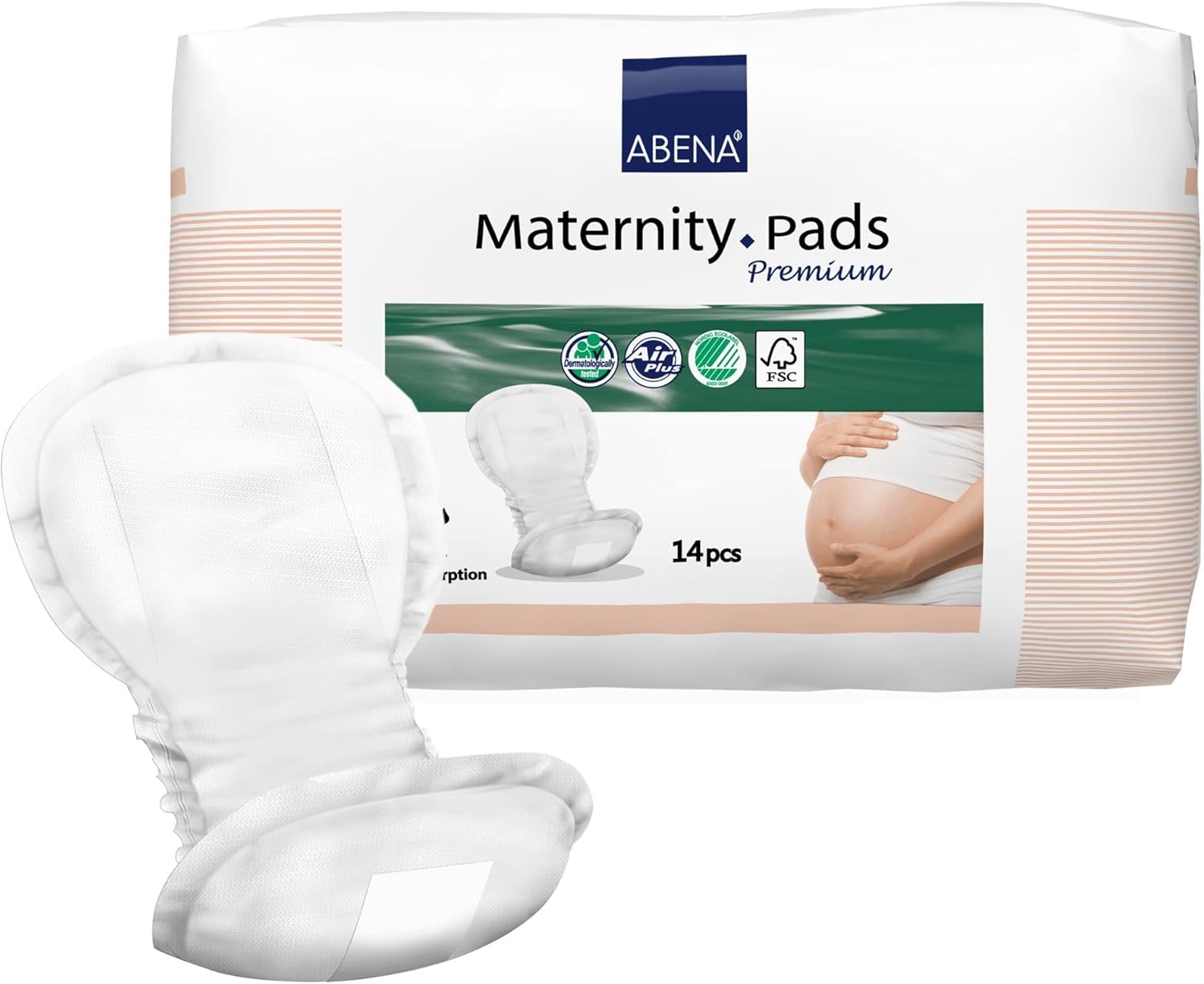 Abena Premium Maternity Pads, Perfect for Postpartum, Super Absorption, 14 Count (Packaging May Vary)