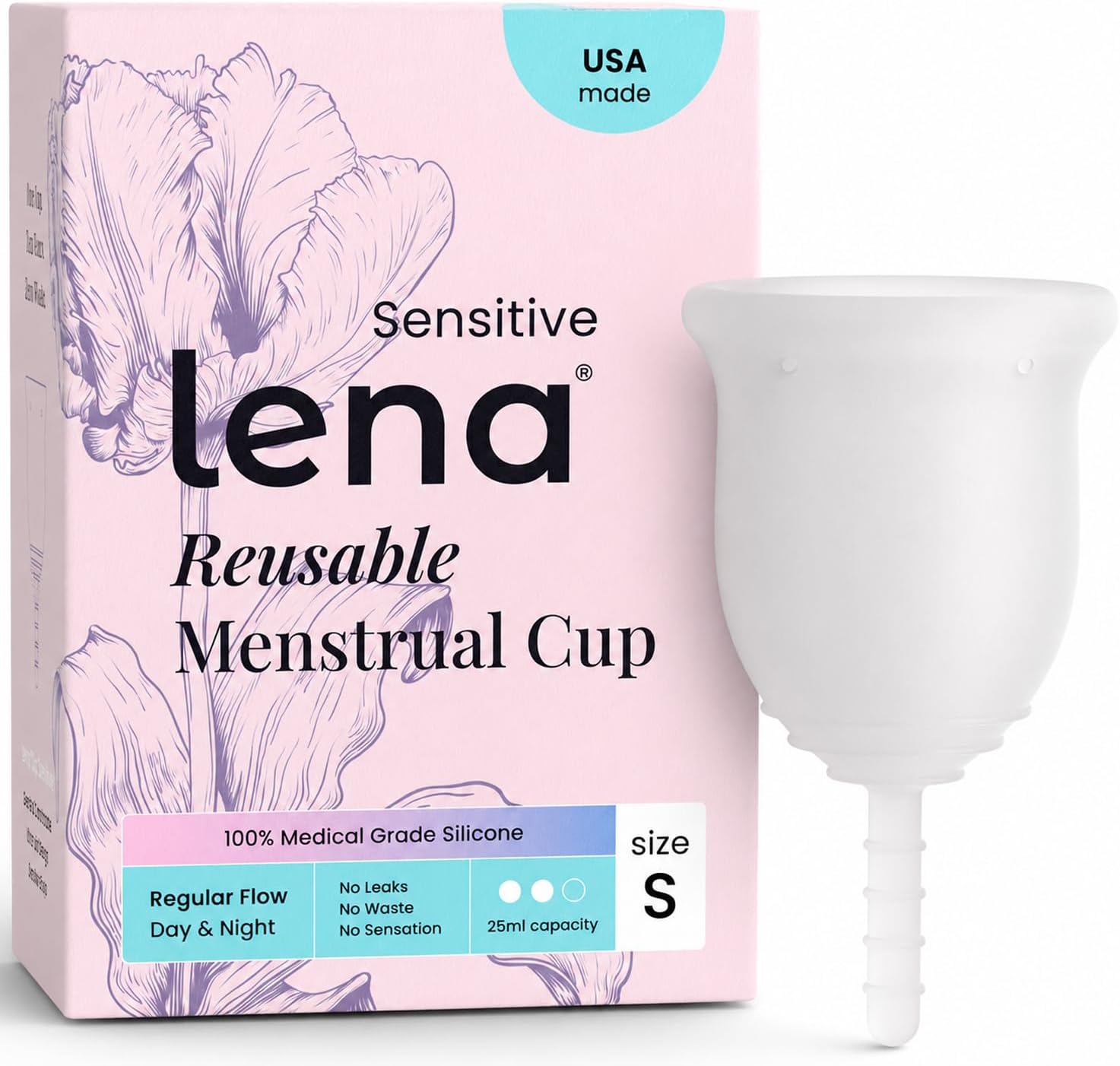 Lena Sensitive Menstrual Cup - Ultra-Soft Reusable Period Cups Small, Clear