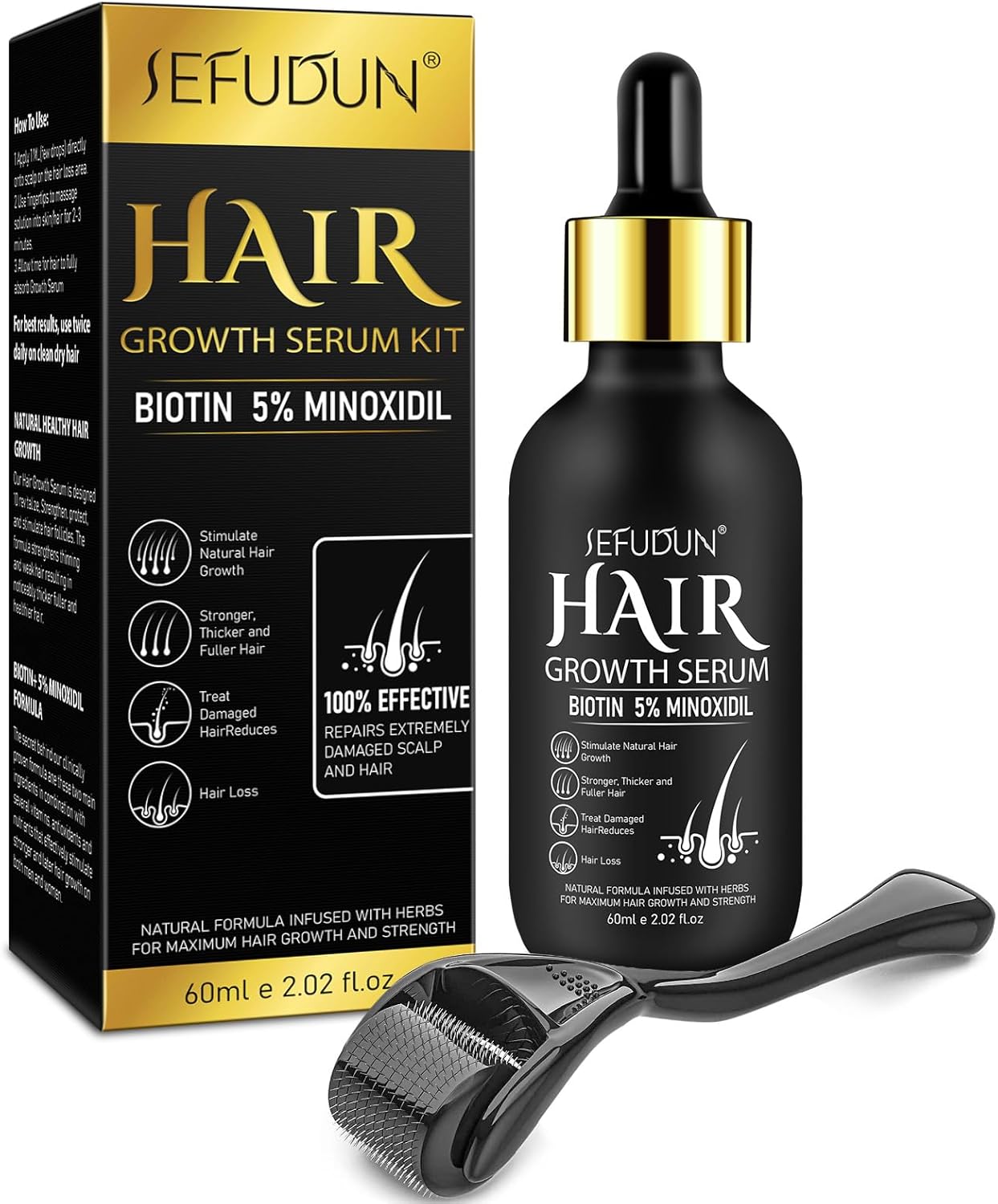 skin tag removal Hair Growth Serum with Biotin-Hair Care for Healthy Hair Growth for Men Women-Thicken and Strengthen for Hair Regrowth with 0.25mm Roller -60ML