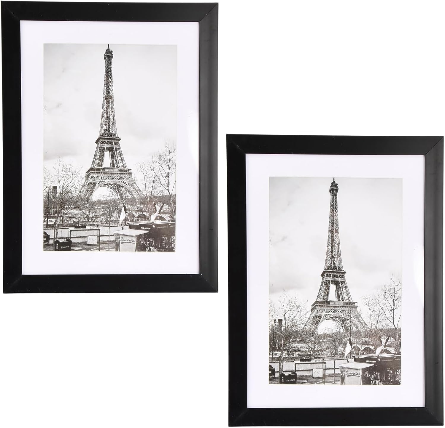 13x18cm Picture Frame, Set of 2 - Black Wooden Photo Frames with Mount & Acrylic Glass - Sturdy MDF Frames for Wall or Tabletop Display