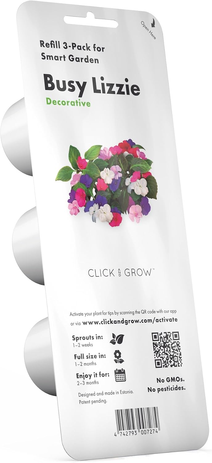 Click and Grow Smart Garden Busy Lizzie Plant Pods, 3-Pack