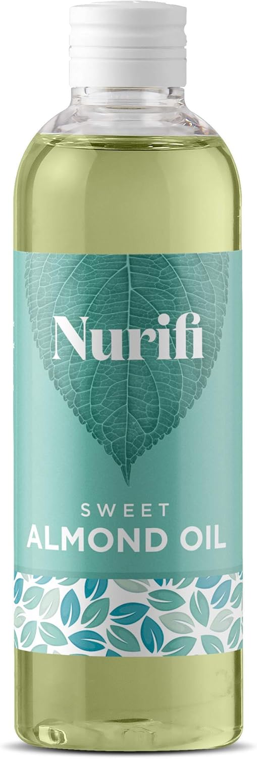 Sweet Almond Oil - 1 Litre - by Nurifi - for Skin, Hair, Massage, Nails, Cuticles, Face, Body - Vegan & Food Grade