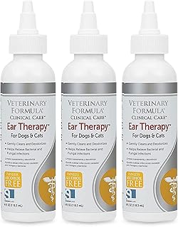 Veterinary Formula Clinical Care Ear Therapy, 4 oz. – Medicated Ear Drops to Help Relieve Bacterial and Fungal Infections in Dogs and Cats – Cleans and Deodorizes – 3 Pack
