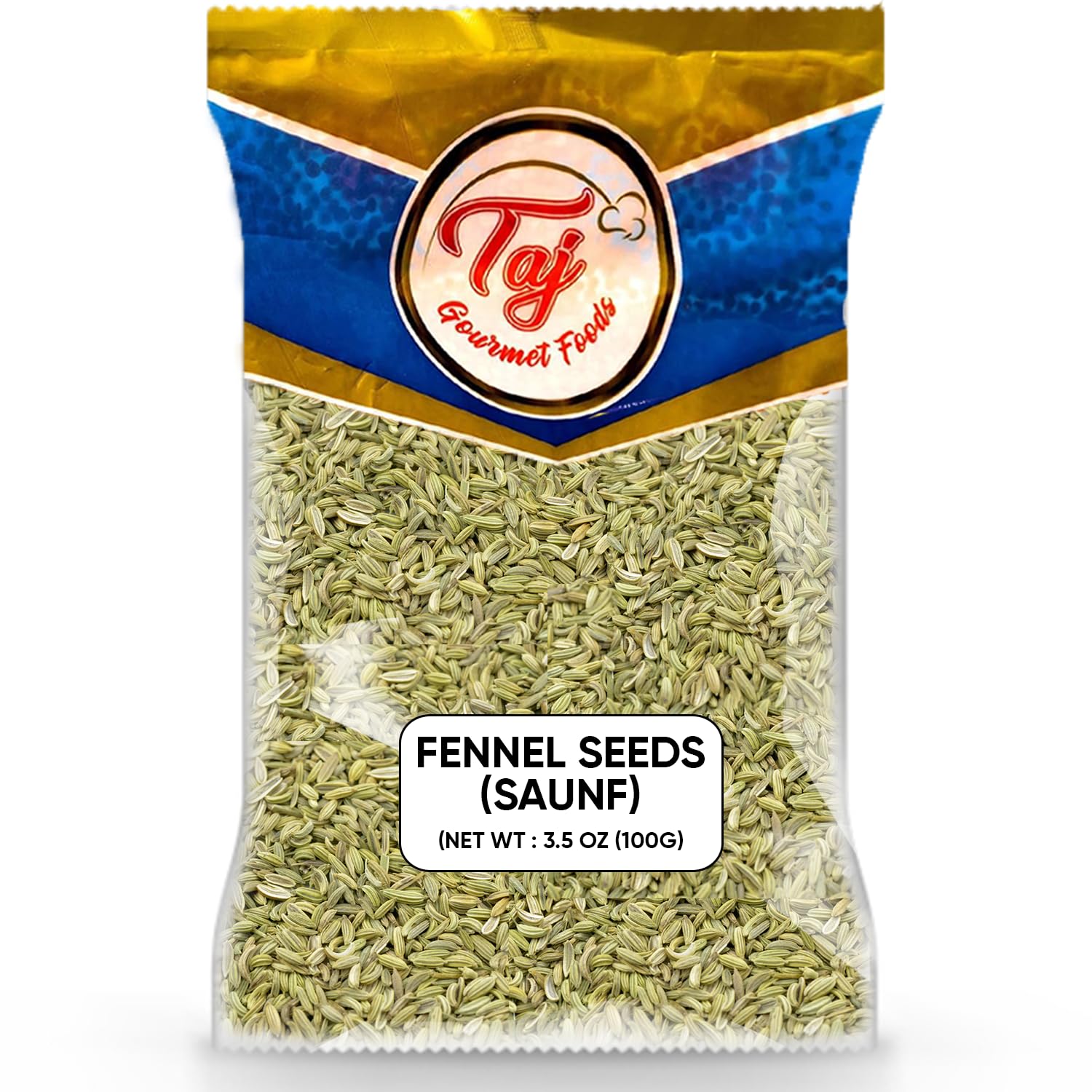 TAJ Fennel Seeds (Saunf), Whole Saunf, 3.5-Ounce (100g)