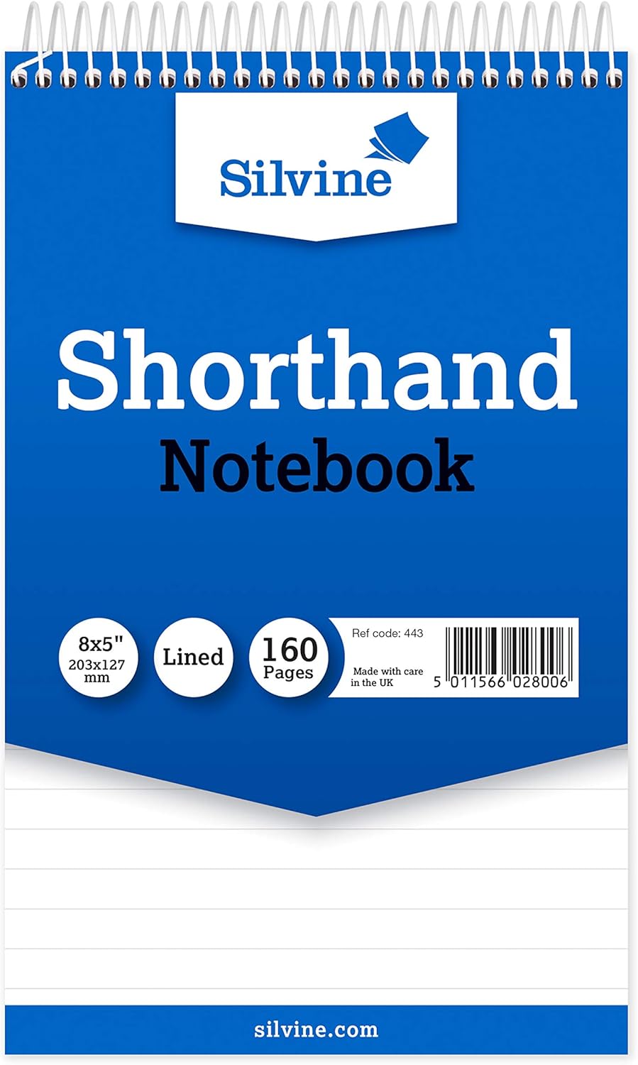 Silvine 8x5" Reporter's Spiral Shorthand Notebook with 160 Pages (Pack of 12), Blue (Cover may vary)