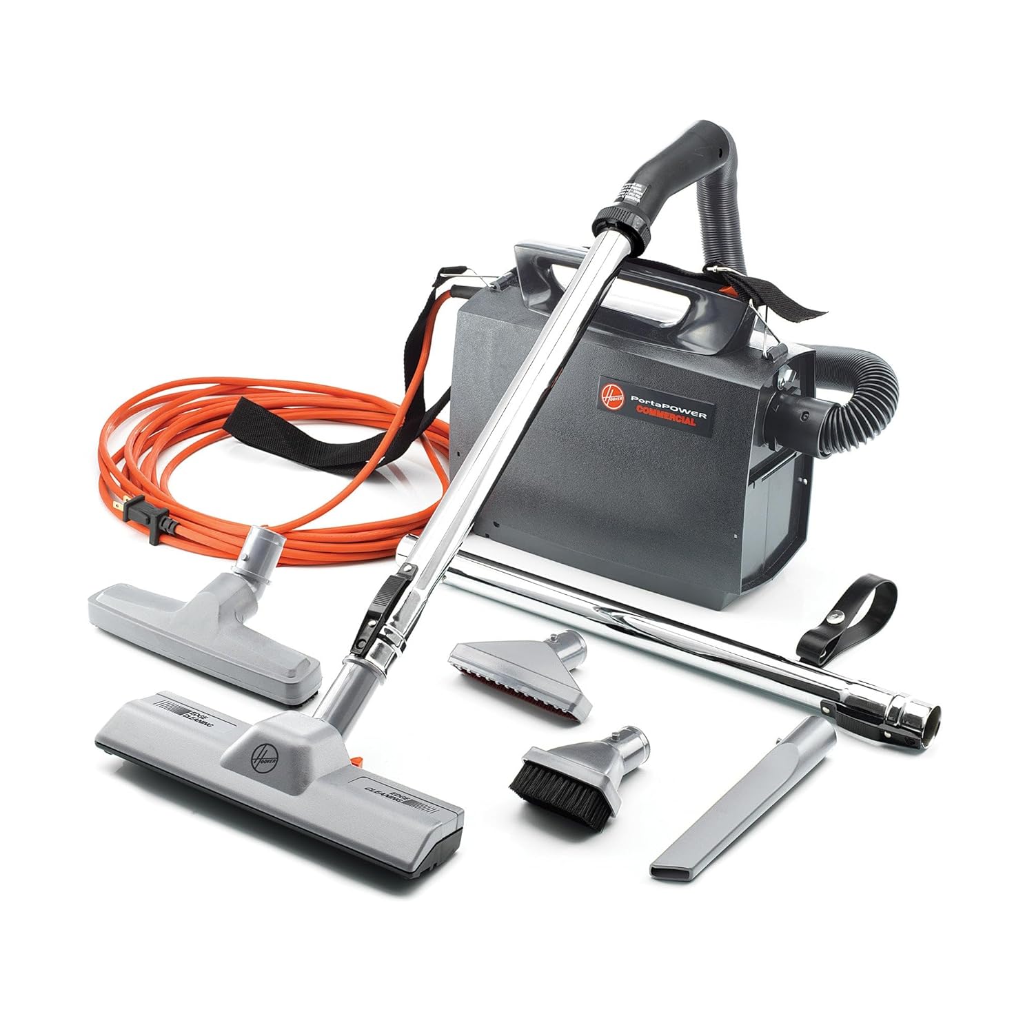 Hoover Commercial PORTAPOWER Lightweight Canister Vacuum Cleaner with Attachments, Portable Carriable Handheld Small Professional Grade Bagged, 8 Pounds, CH30000, Black