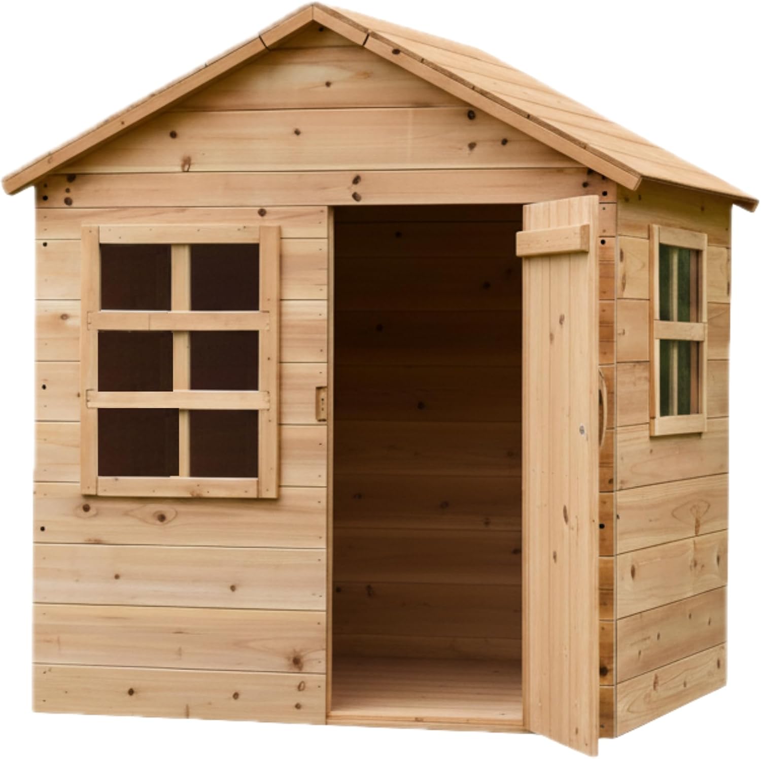 Big Game Hunters Evermeadow Wooden Playhouse with Floor, Real Door & Windows – Large Indoor/Outdoor Playset for Kids & Toddlers – Easy Build