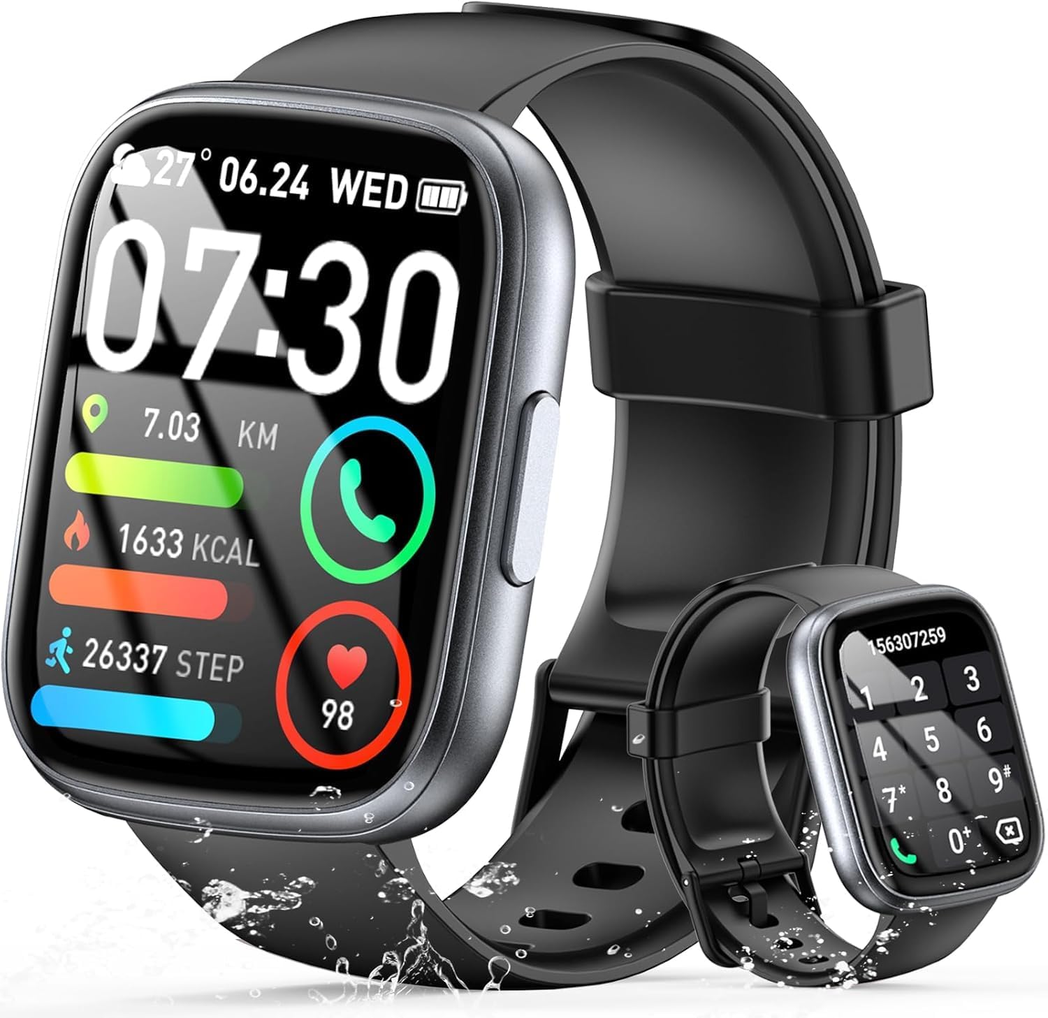 Smart Watch with Alexa Built-in, 1.83" HD Touchscreen Fitness Tracker, Bluetooth Notifications/Calls