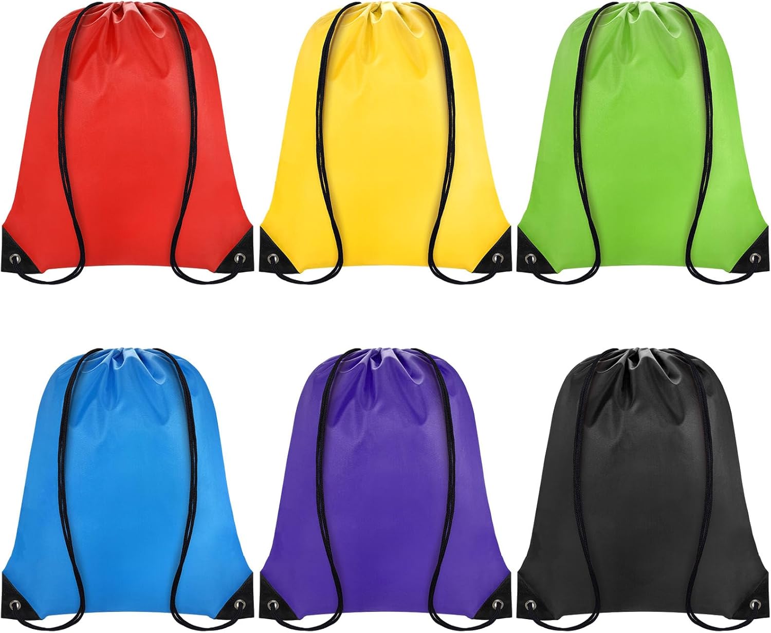 Drawstring Backpack Bulk 6 PCS, Drawstring Bags String Backpack Cinch Sack Gym Bags for Sport Trip Beach Swimming, 6 Color