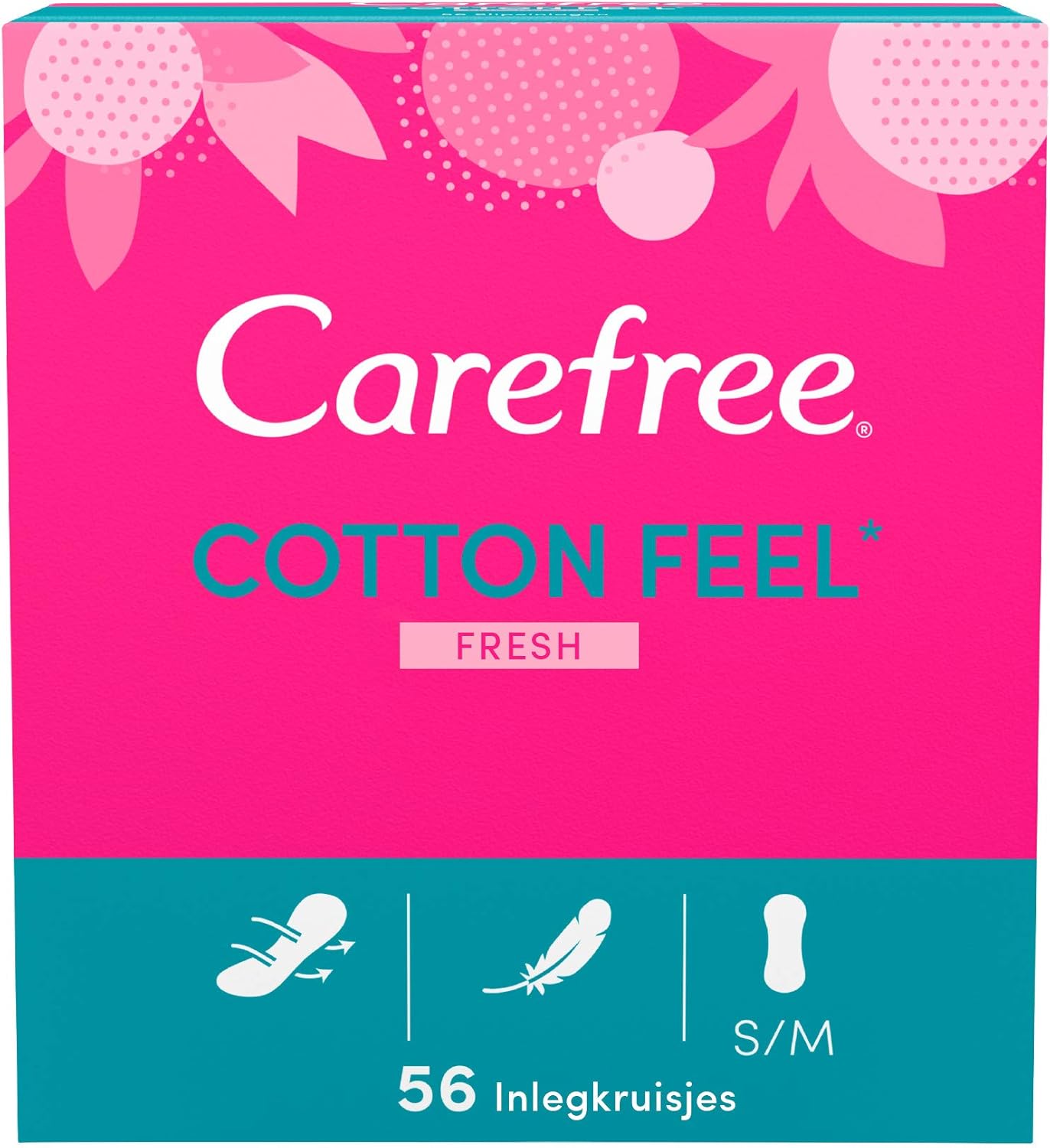 Carefree Panty Liners Cotton Fresh Fragrance, Breathable Panty Liner with Cotton Extract (1 x 56 Pads)