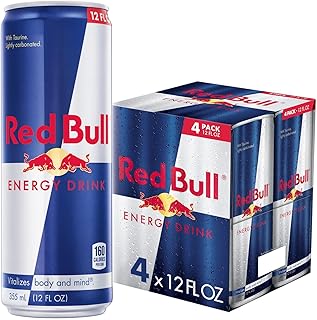 Red Bull Energy Drink with 114mg Caffeine plus Taurine & B Vitamins, 12 Fl Oz, Pack of 4 Cans