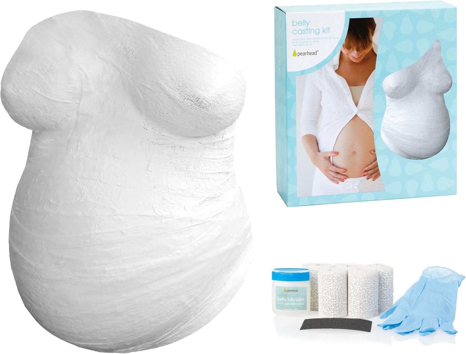 Pearhead Belly Casting Kit, Pregnancy Keepsake Making Kit, White
