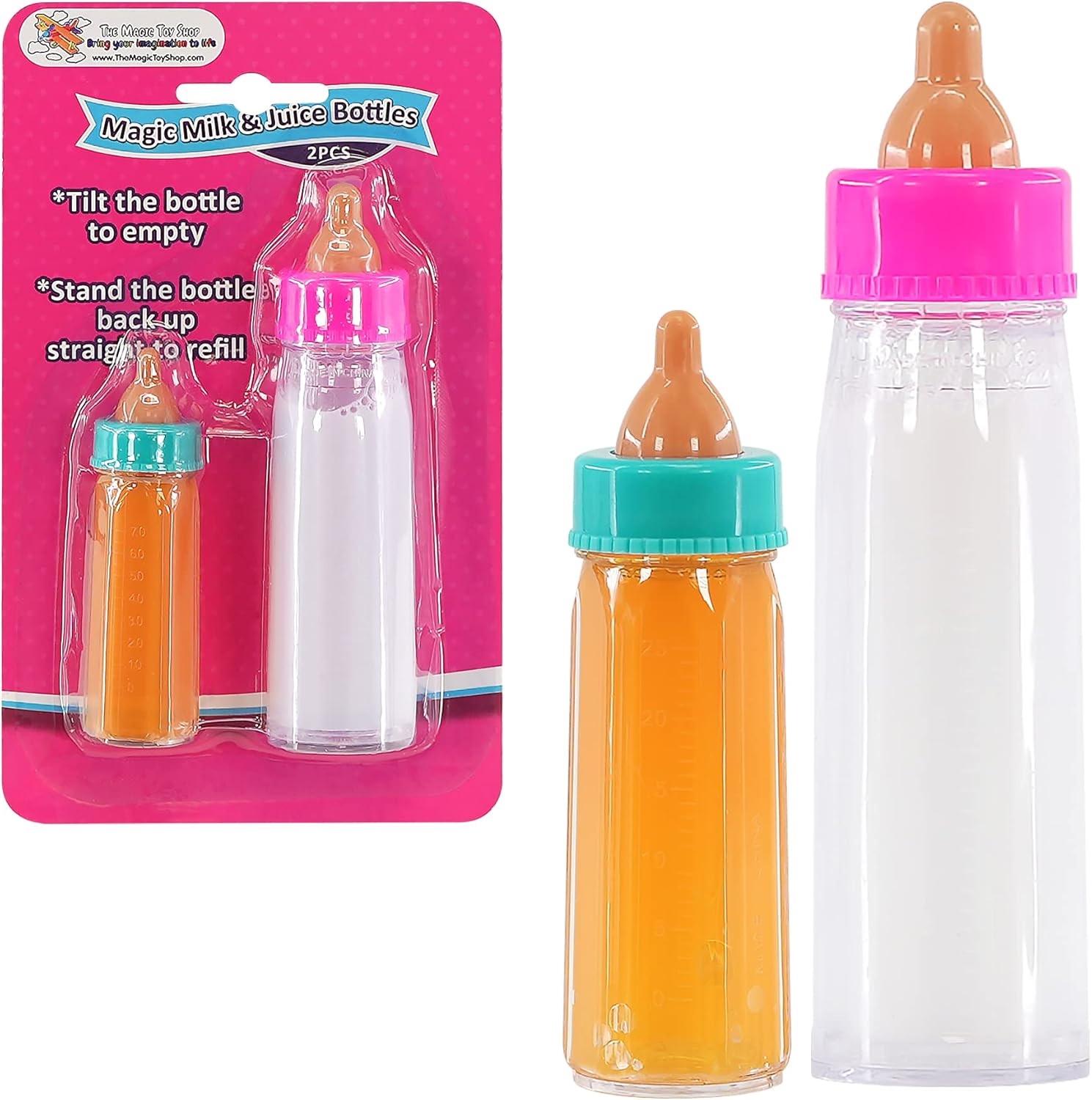 Bibi Doll - Set of 2 Baby Dolls Magic Milk Bottle New Born Doll Feeding Set Accessories Girls Toy