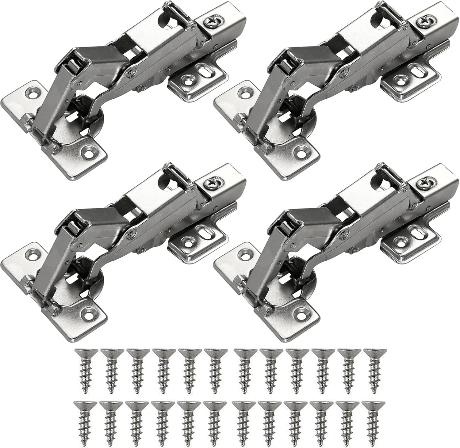 Bohaner 4 Pcs 165 Degree Kitchen Cabinet Hinges Soft Close Cupboard Door Hinges Folding Mute Cabinet Hinge with Fixing Screws Full Overlay Wardrobe Door Hinge