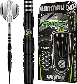 Winmau Sniper Black Professional Tungsten Darts Set with Flights and Stems (Shafts)