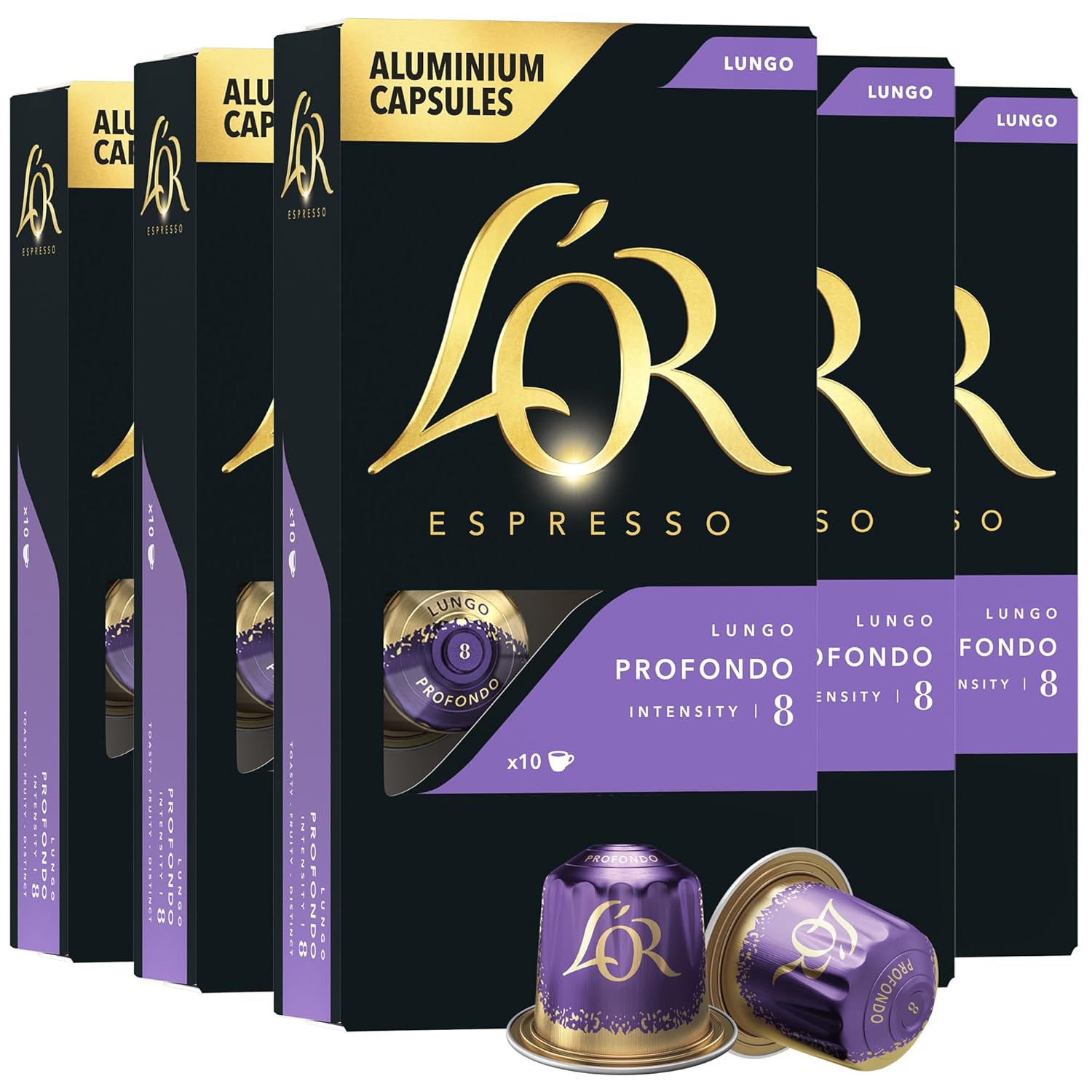 L'OR Espresso Capsules, 50 Count Profondo Lungo, Single-Serve Aluminum Coffee Capsules Compatible with the L'OR BARISTA System & *Nespresso Original Machines