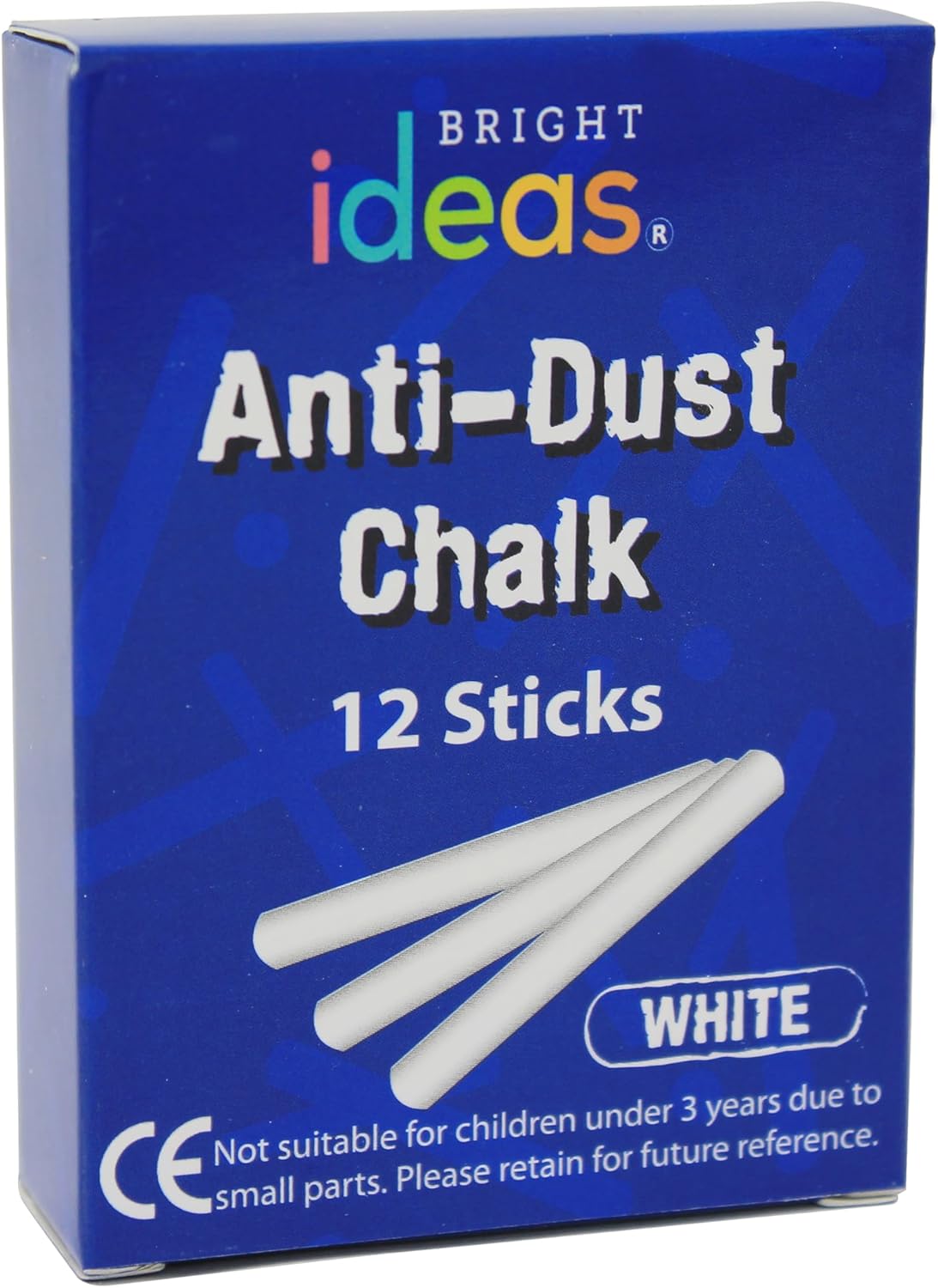 Bright Ideas PK12 8cm White Chalk Sticks, Bright and Bold Chalk Sticks for writing fun on Blackboards, Chalkboard Signs, Slate and School, BI8016.
