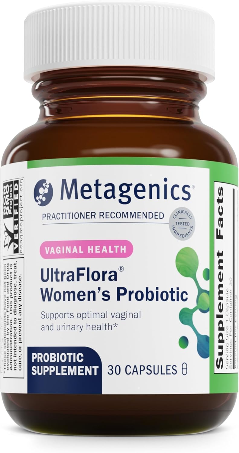 Metagenics UltraFlora Women's Probiotics for Vaginal Health - Supports Yeast Balance, Microflora & Urinary Comfort - Lactobacillus rhamnosus & Lactobacillus GR-1 reuteri RC-14 - Non-GMO - 30 Count
