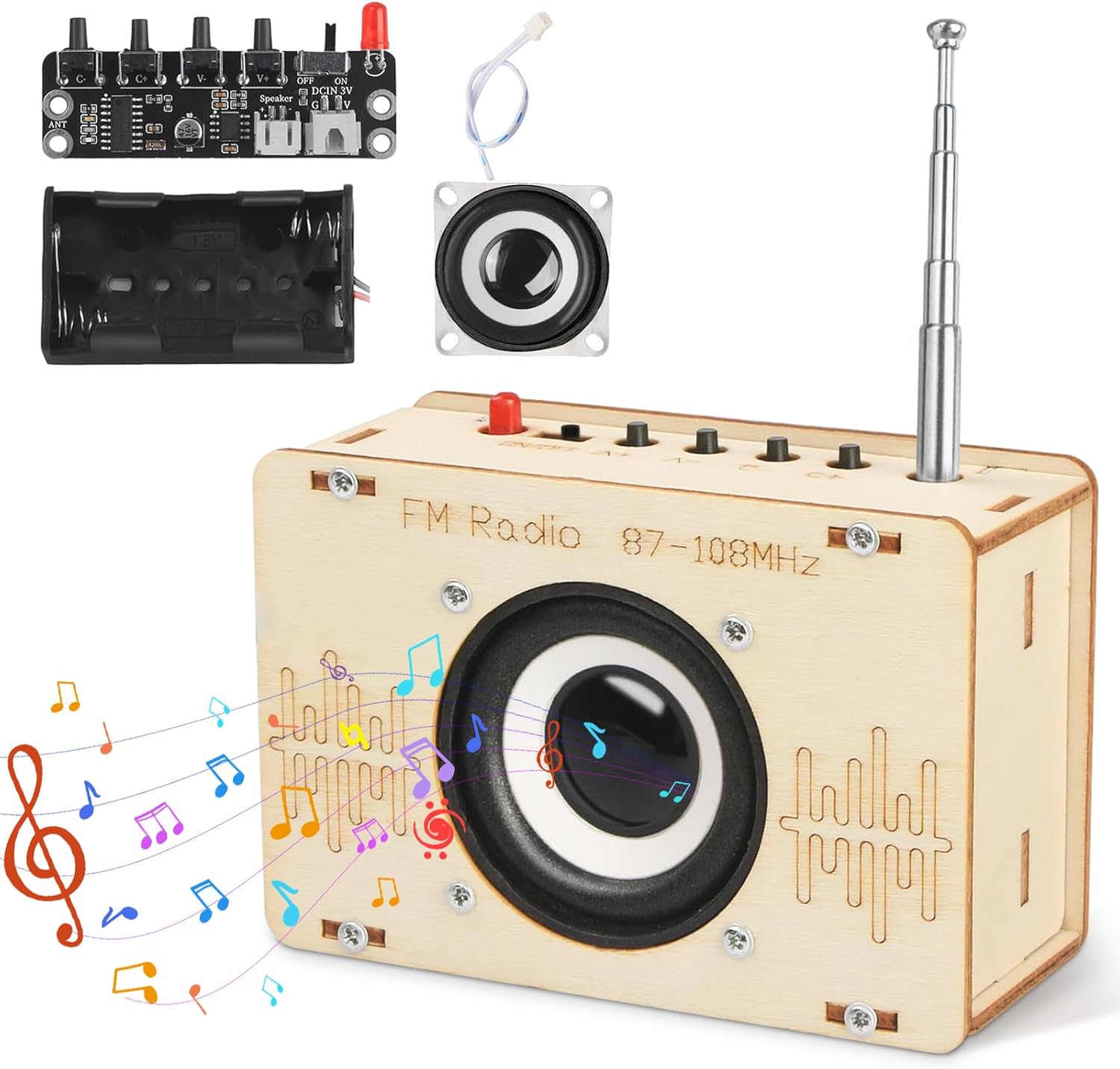 FM Radio Kit, DIY Electronic Project Kit FM 88-108MHz, Electronic Project Kits for Adults