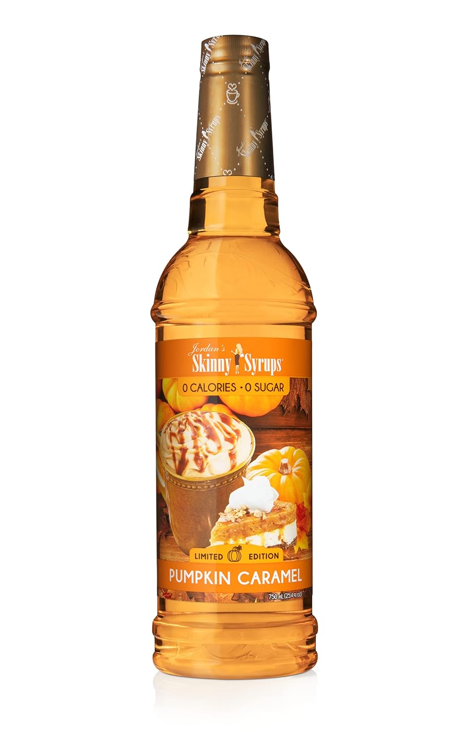Jordan's Skinny Syrups Coffee Syrup, Pumpkin Caramel Flavor Drink Mix, Zero Calorie Flavoring for Chai Latte, Protein Shake, Food & More, Sugar & Gluten Free, Keto Friendly, 25.4 Fl Oz, 1 Pack