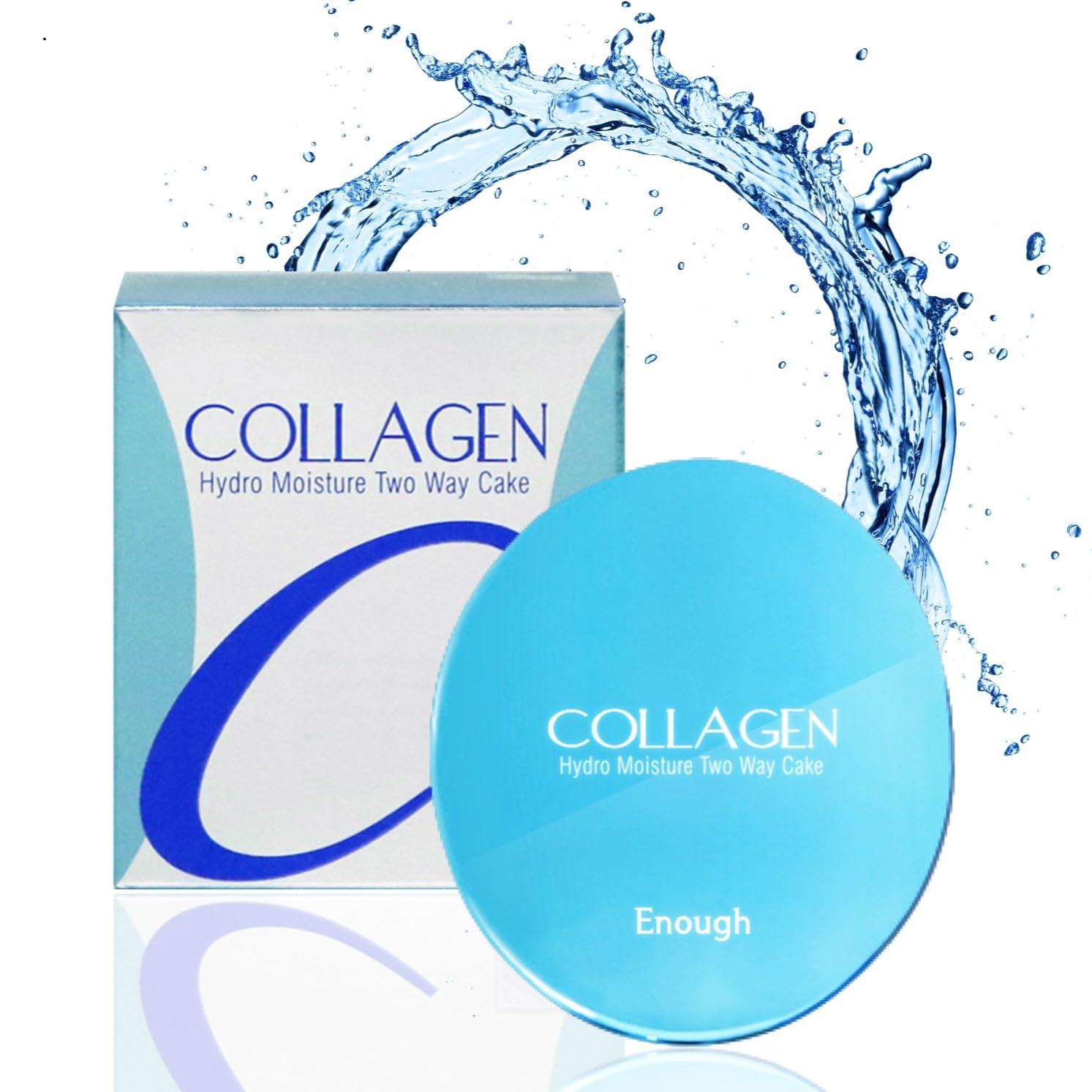 Enough Collagen Hydro Moisture Two Way Cake SPF25 PA++ #13 - Lightweight Hydrating Powder Foundation with Refill, 13g - Blurring, Dewy Finish for Everyday Glamour - Korean Beauty Essential