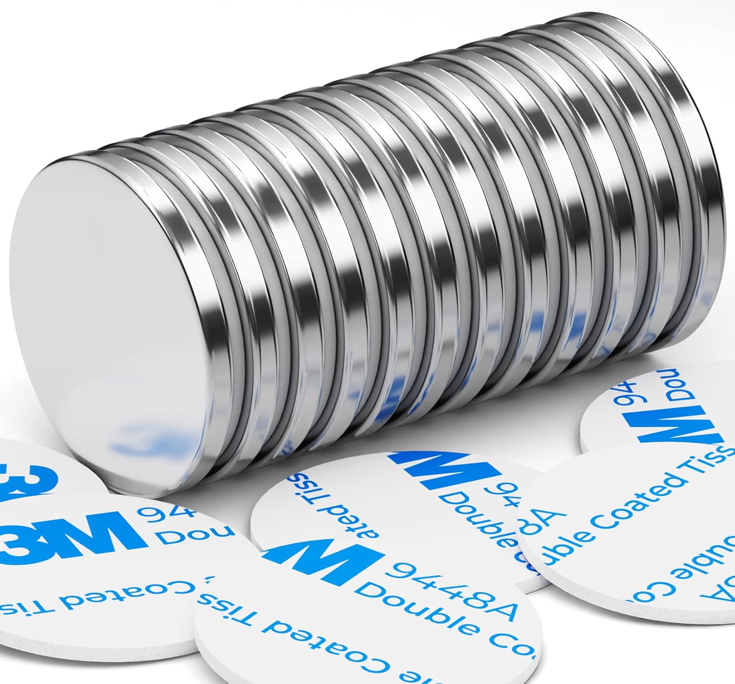 12 Pack Magnets, Super Strong Neodymium Disc Magnets, Powerful Rare Earth Magnet with Double-Sided Adhesive for Fridge, DIY, Building, Scientific, Craft, and Office Magnet - 1.18 inch x 0.12 inch