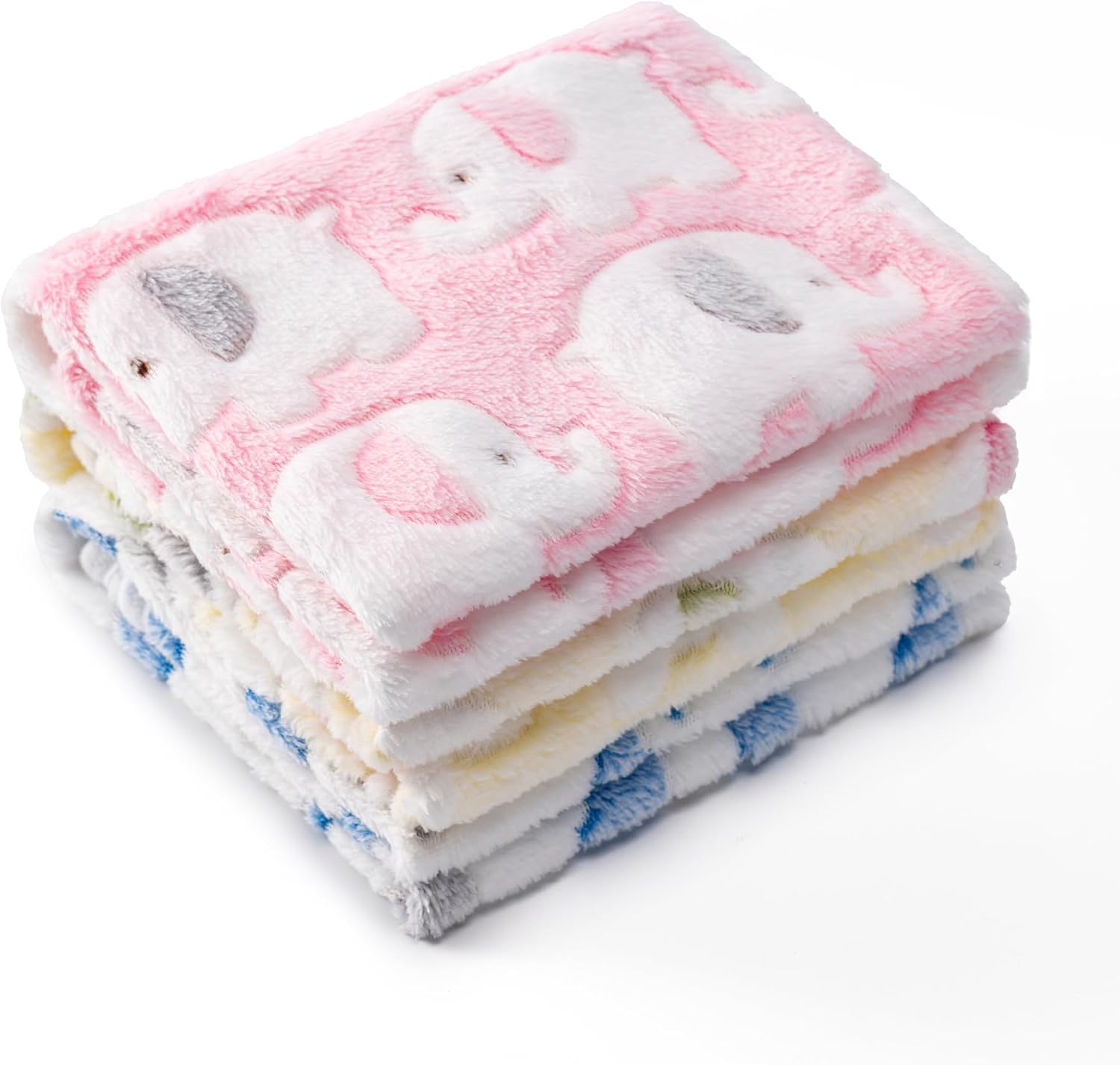 1 Pack 3 Blankets Super Soft Fluffy Premium Fleece Pet Blanket Flannel Paw Printed Throw for Dog Puppy Cat (Small 23x16'', Pink, Yellow, Blue)