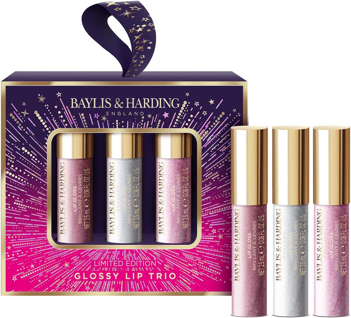 Baylis & Harding Moonlight Fig Glossy Lip Trio Gift Set - Vegan Friendly (Pack of 1)