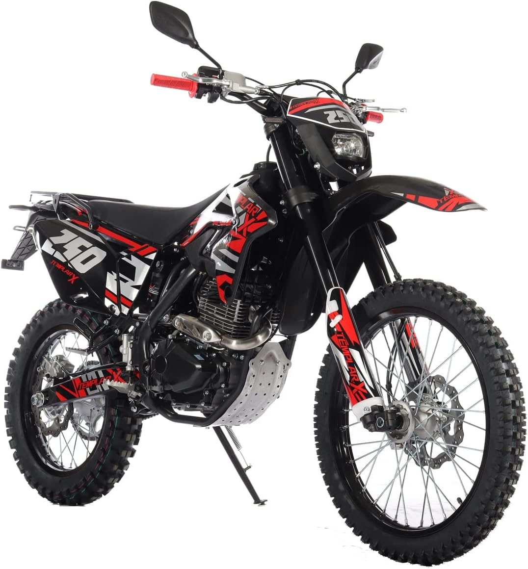 X-PRO Templar X 250cc 6 Speed Dirt Bike with Zongshen Engine Pit Bike Gas Dirt Bikes Adult Pitbike, Big 21"/18" Wheels! (Red)