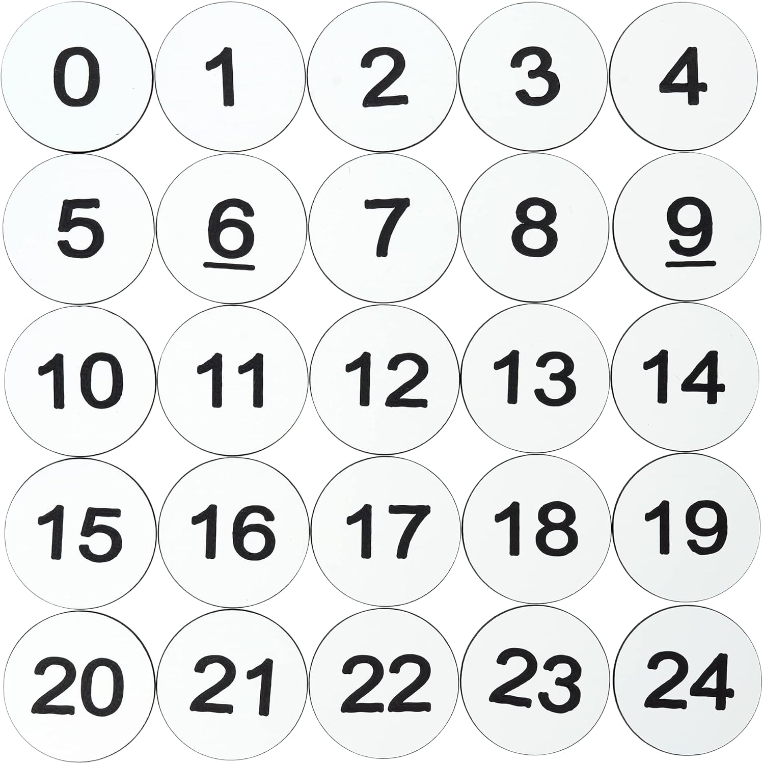 StayMax Plastic Numbered Discs Engraved Without Hole Round (0-100, White)