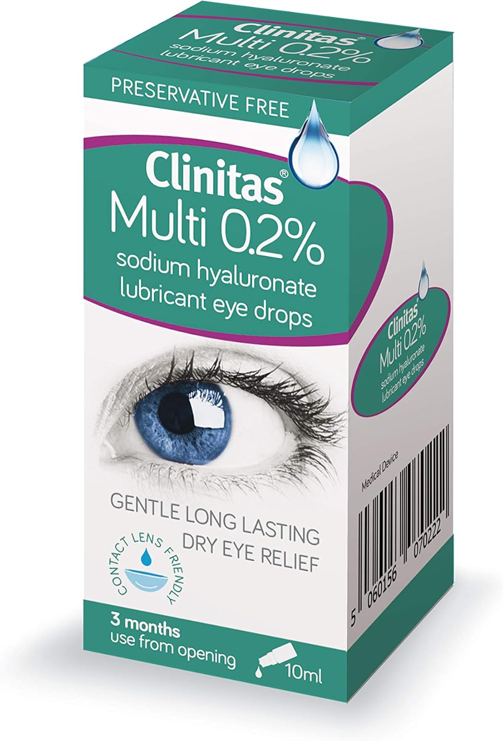 CLINITAS MULTI 0.2% (SODIUM HYALURONATE 0.2% PF EYE DROPS), 10ML (Pack Of 2)