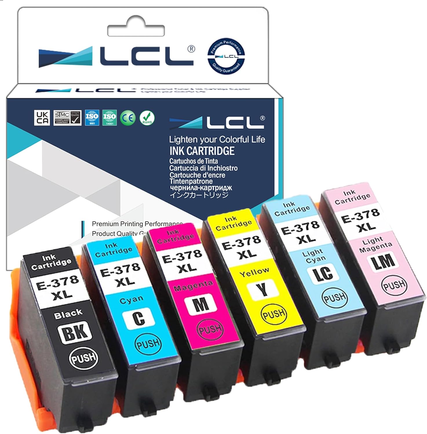 LCL Compatible Ink Cartridge 378XL C13T37984010 C13T37914010 C13T37924010 (1Black 1Cyan 1Magenta 1Yellow 1LIGHT Cyan 1LIGHT Magenta) Replacement for Epson Expression Photo XP-8500 XP-8505 XP-8605