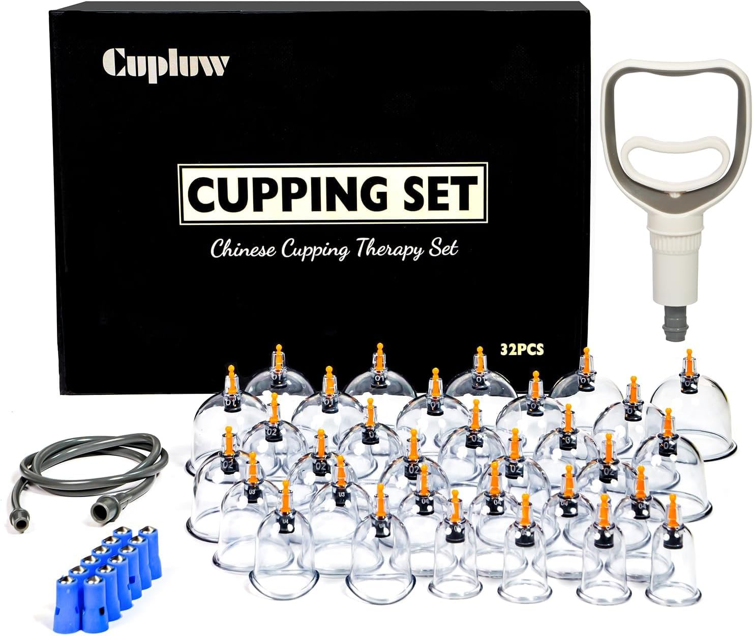 Cupping Kit for Massage Therapy - 32 Cups Professional Chinese Cupping Set with Magnetics, Vacuum Cupping Therapy Set for Cellulite Reduction Muscle Pain Relief with Manual Pump