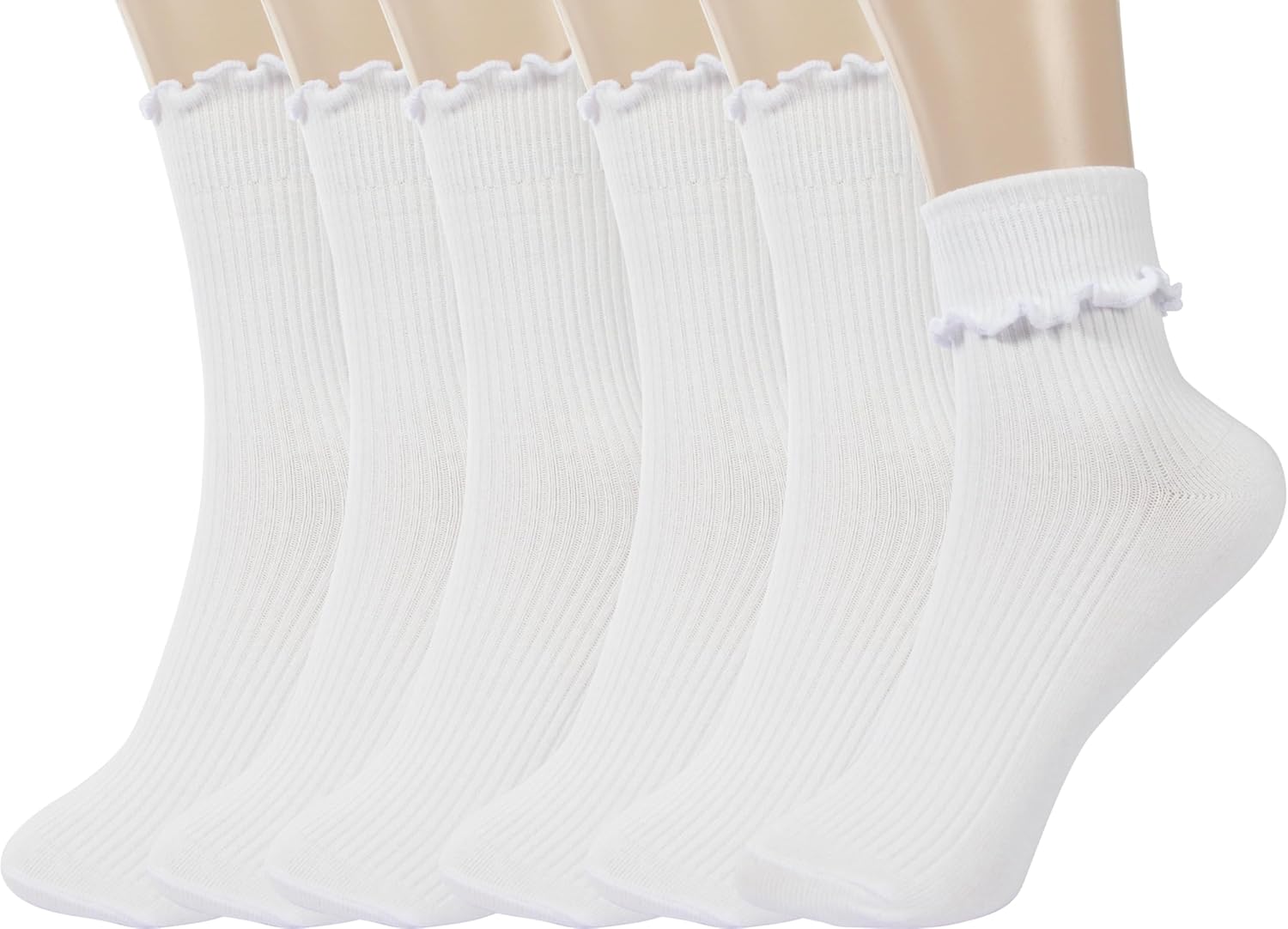 BomKinta Ruffle Socks Women - Turn-Cuff Frilly Sock - Lightweight Cotton Socks