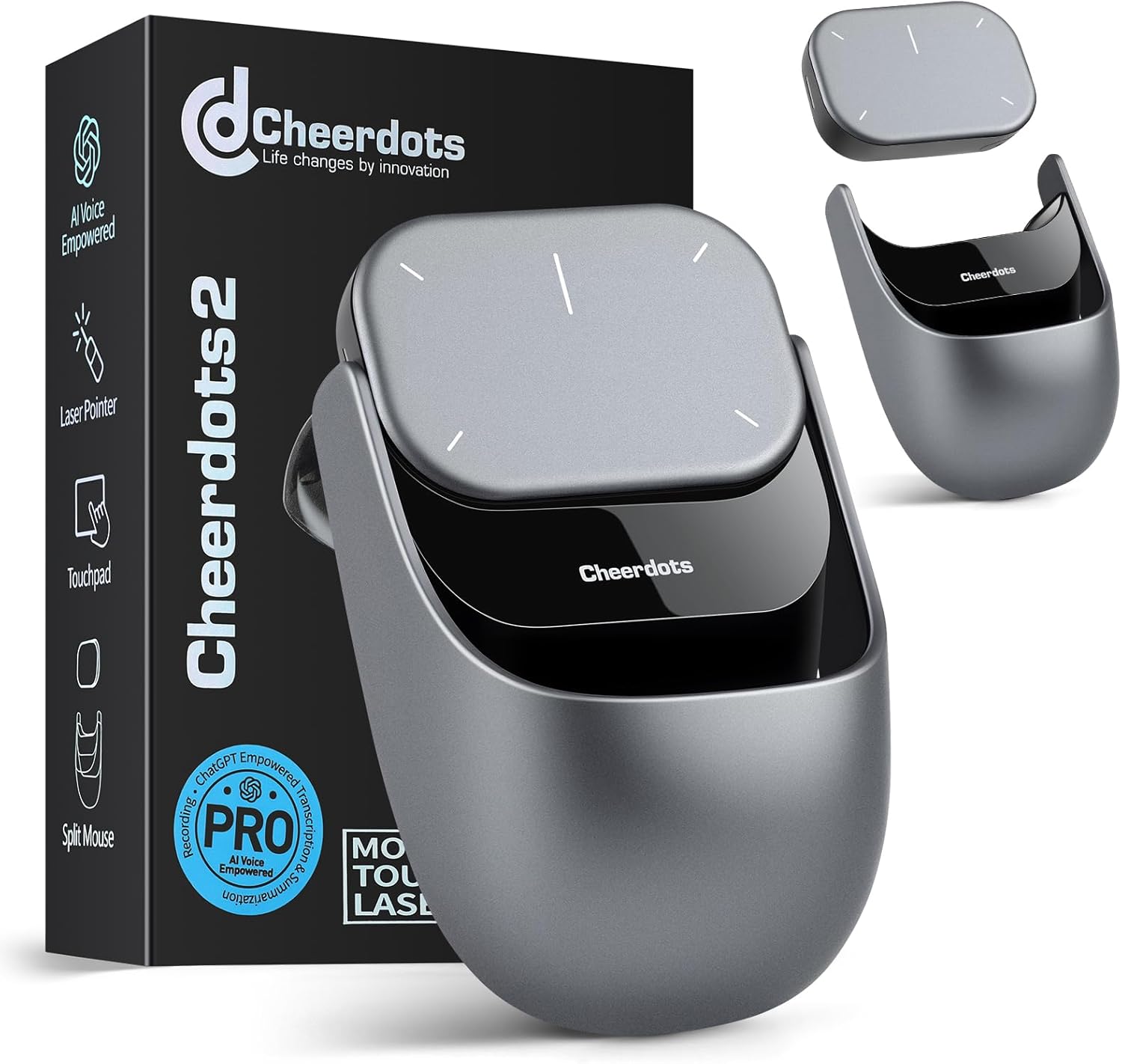 2026 Upgraded Smart AI Mouse for ChatGPT & Meeting Notes - 6-in-1 Wireless Touchpad, Air Mouse & Presentation Clicker with Instant Summaries